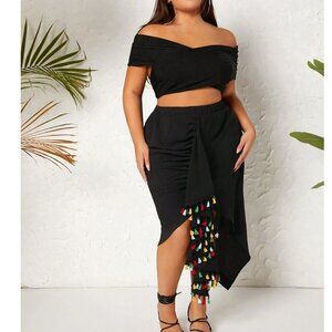 Fiesta Flair Ruched Skirt | Black | Size 16